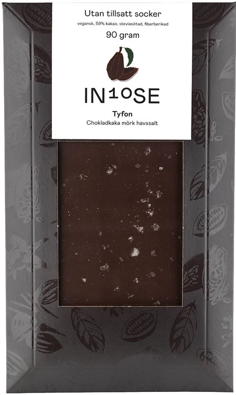 Chokladkaka m mörk choklad & havssalt – Tyfon, utan tillsatt socker Vegansk 90g