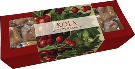 Kola i fin pappask – Pepparkaka & Röda julblommor Järnek Vintage 200g