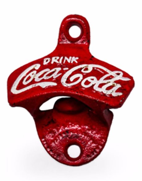 Kapsylöppnare för väggmontage i järn "Drink Coca-Cola"