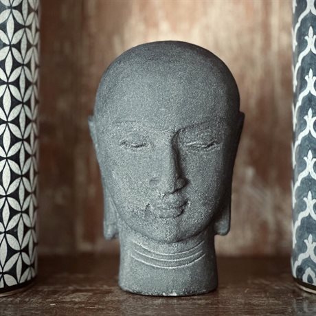 BUDDHA HEAD i betong Svart H:24cm