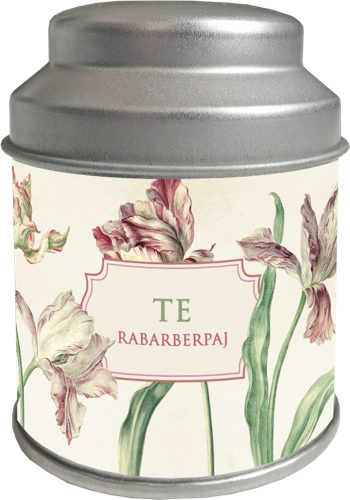 Te i fin vintage plåtburk – Tulpaner Smak: Rabarberpaj