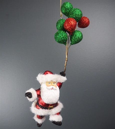 Julkula SANTA IN RED & FUR WITH BALLOONS 10x4x24cm