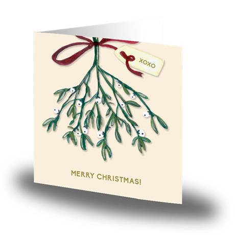 Kvadratiskt kort med kuvert – Merry Christmas, Mistletoe 15x15cm