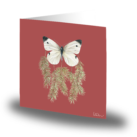 Kvadratiskt kort med kuvert – Winter Butterfly 15x15cm