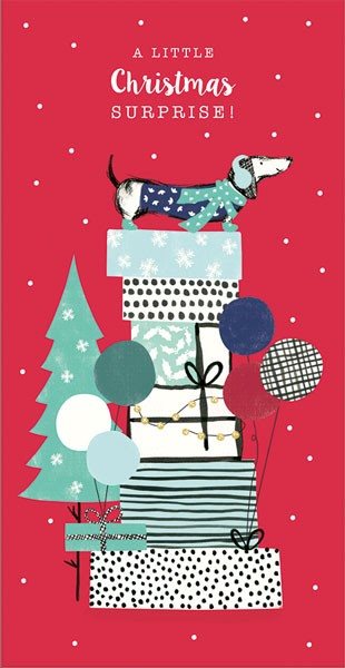 Dubbelt julkort med kuvert, blank insida & sedelficka – Christmas Card Wallet 9x17,5cm