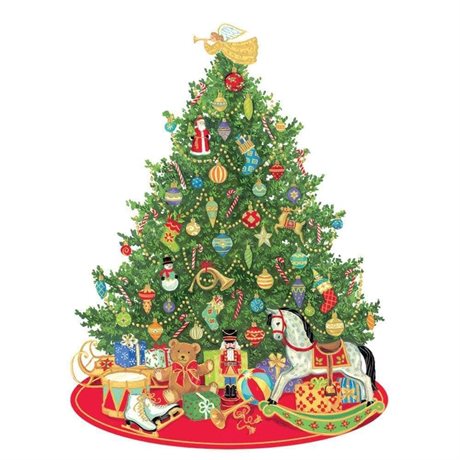 Paketkort utstansad gran – Oh Christmas Tree 4-pack