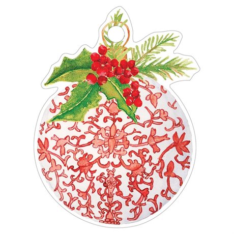 Paketkort utstansad julkula – Porcelain Ornaments 4-pack