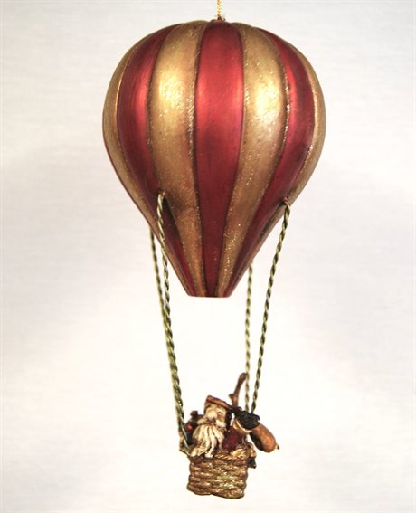 Juldekoration AIR BALLOON – Tomte i randig luftballong 23cm