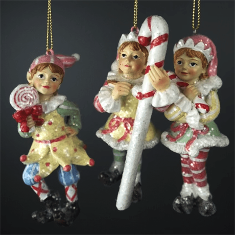 Julkula ELF HOLDING CANDY – Pastellklädd Nisse med godis 3 olika Pris/st