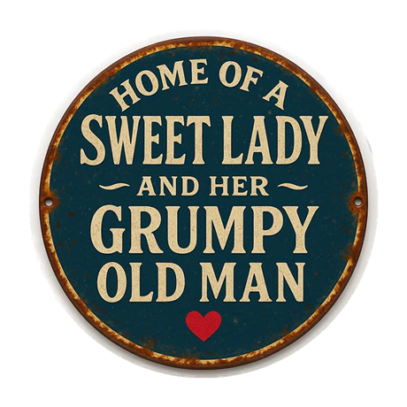 Metallskylt i vintagestil – Home of a Sweet Lady... Ø:7,6cm