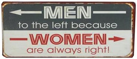 Plåtskylt – ... Women are always right –>
