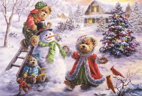 Julkalenderkort med glitter & kuvert – Landskap Nr.3 av 6