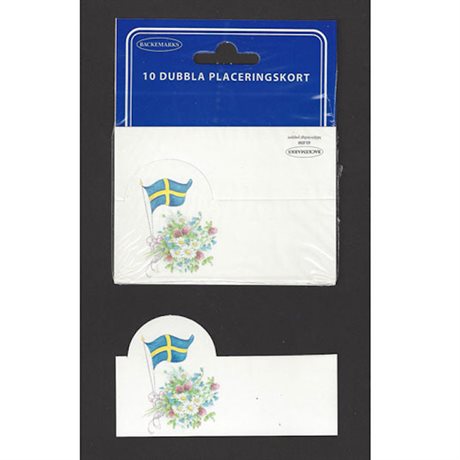 Placeringskort svenska flaggan & krans – 10-pack