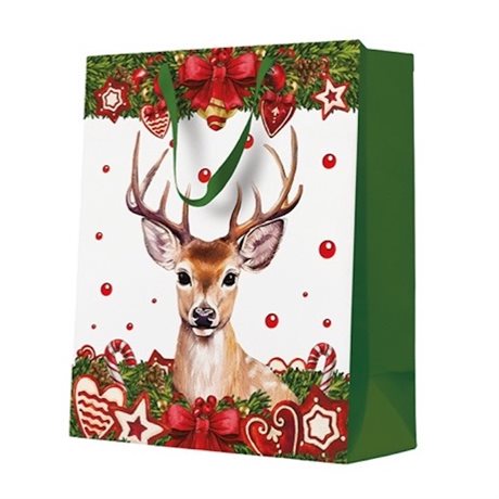 Presentpåse – X-mas Deer Stor 26x13x33cm