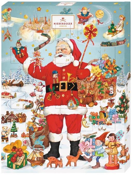 Adventskalender med Nougat, Choklad & Marsipan – Jultomte 500g