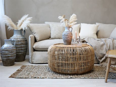 Handmålad vas med handtag 