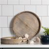 Bricka / Ljusbricka i trä rund med handtag  Ø33cm