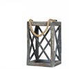 Lykta med rephandtag & träkryss i vintage finish 24x24x37cm