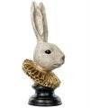 Kaninhuvud med pampig krage på fot 14x16x38cm