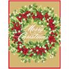 Julkort med kuvert, engelsk hälsning insida – Holly & Berry Wreath 12x15cm 5-pack 