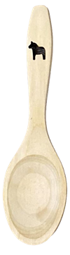 Träslev i björk med utskuren dalahäst 22cm 