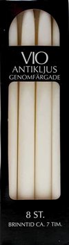 Antikljus 100% stearin vita 26cm 8-pack