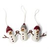 Tovade snögubbar med hatt & hänge Fair Trade 7cm 3-pack