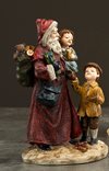 Jultomte med barn & klappar Poly 15x13x25cm