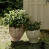 Kruka ANNA med reliefmönster & fat – Ljusgrön Stor Ø:25cm H:23cm