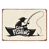 Metallskylt i vintagestil – Gone Fishing 15x20cm