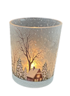 Ljuslykta i glas – Vinter stor H:12,5cm