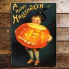Metallskylt i vintagestil – A Happy Halloween 15x20cm