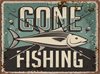 Metallskylt i vintagestil – Gone Fishing 15x20cm