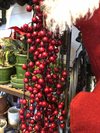 Girlang med röda bär konstgjord L:150cm