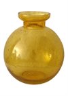 Vas / Ljuskopp i återvunnet glas, rund, gul Ø11x16,5cm
