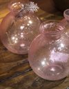 Vas / Ljuskopp i återvunnet glas, rund, rosaröd Ø11x16,5cm