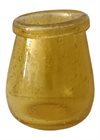Vas / Ljuskopp i återvunnet glas med böjd kant, gul Ø9x10,5cm