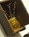 Vas / Ljuskopp i återvunnet glas med böjd kant, gul Ø9x10,5cm