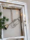 Julkula trumpet i metall med hänge 6x19cm