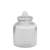 Glasburk i räfflat klarglas med lock H:26cm