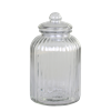 Glasburk i räfflat klarglas med lock H:32cm