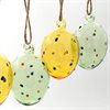 Munblåsta ägg av glas – Gula & gröna med prickar 4-pack