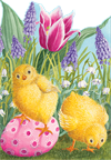 Dubbelt kort m kuvert – Easter Chicks utstansade påskkycklingar