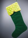 Julstrumpa i grön sammet med brodyr 44cm