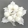 Ljusmanschett TINSEL BALL PINE – Glittriga vita bollar & blad YD:12cm ID:2,5cm