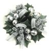 Ljusmanschett Holly berry beads ribbon i silver & grönt ID:2,5CM YD:10CM