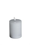 LED Blockljus med timer & flammande 3D-låga VIT Ø:8cm H:10cm 