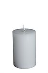 LED Blockljus med timer & flammande 3D-låga vit Ø:10cm H:15cm 