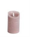 LED Blockljus med flammande låga rosa Ø:7,5cm H:12,5cm 