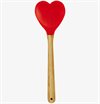Slev hjärtformad i silikon & bambu röd L:26cm